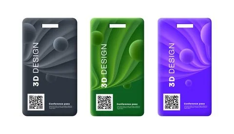 Abstract Green Smooth Wavy Id Card Design or business conference admission ti Illustrazione stock