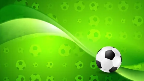 Abstract green soccer motion background with football ball and smooth waves Vídeo Stock 337465349