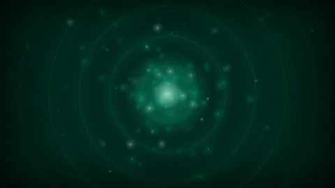 Abstract Green Sonar Radar Screen with Glowing Particle Waves Loop Stock Footage 339031722