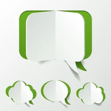 Abstract Green Speech Bubble Set Cut of Paper Stock Illustration