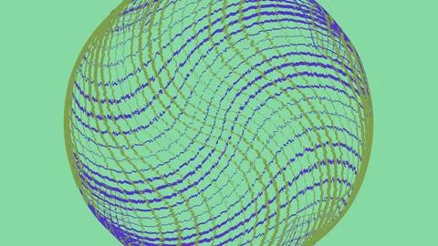 Abstract green sphere with blue wavy grid pattern Stockillustratie