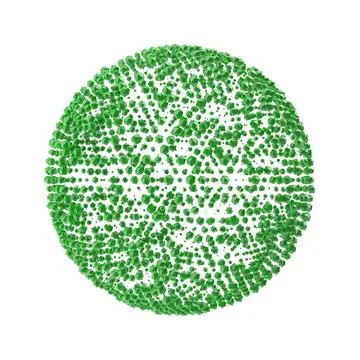 Abstract Green Sphere Composed of Numerous Small Cubes Stock Illustration