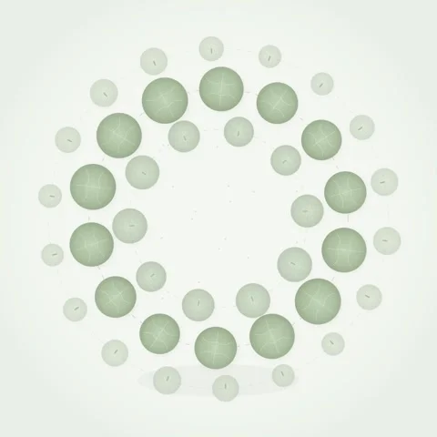 Abstract Green Spheres Network, Futuristic Molecular Structure, Digital Art.. Stock Footage 346283501