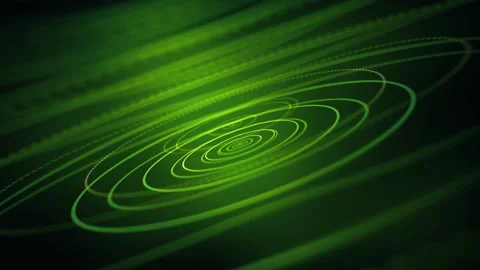 Abstract green spirals rotate dynamically on dark digital background Stock Footage 327522418