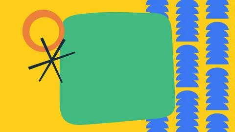 Abstract Green Square with Circular Forms Stock Illustration