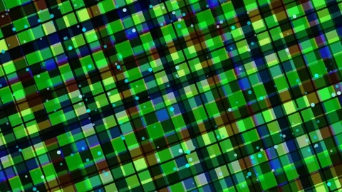 Abstract green squares background, digital mosaic, geometric pattern Stock Footage 331361665