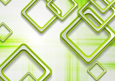 Abstract green squares tech grunge background Illustrazione stock