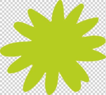 Abstract green starburst shape is floating on transparent background, flat Stock Illustration