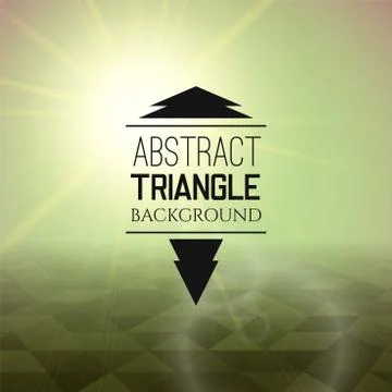 Abstract green sunset with triangle field, perspetive pattern in sunny fog Stock Illustration