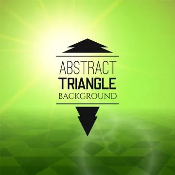 Abstract green sunset with triangle field, perspetive pattern in sunny fog Stock Illustration