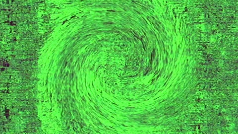 Abstract Green Swirl: A Digital Vortex Framed by Glitching Foliage, Dominated by Stock Footage 312889580
