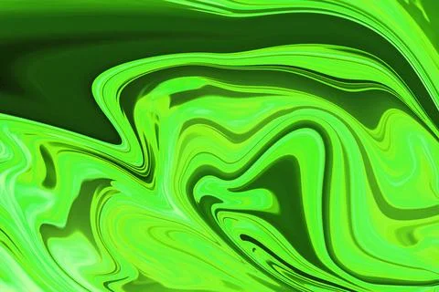 Abstract green swirl pattern is flowing across frame, showing neon wave shape Stock Illustration