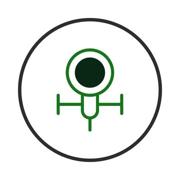 Abstract green symbol centered in white circle framed by dark outline creat.. Stock Illustration