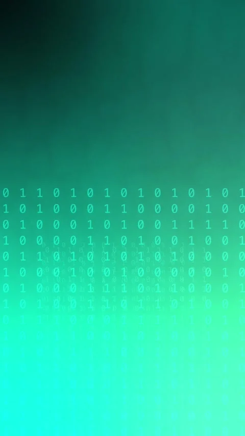 Abstract green teal gradient background with glowing binary code Stock Footage 341857071