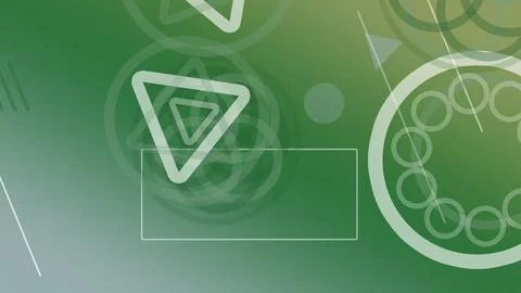 Abstract green technology interface with geometric loading and wave icons, .. Stock Illustration