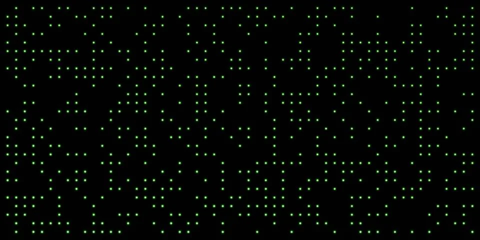 Abstract green technology point mesh network in dark space 3d render Stock Illustration