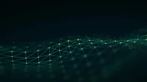 Abstract green technology wave with dots and lines. Flow of particles. Stock Footage 275862720