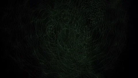 Abstract green threads and wire wriggle on a black background. Background for Illustrazione stock