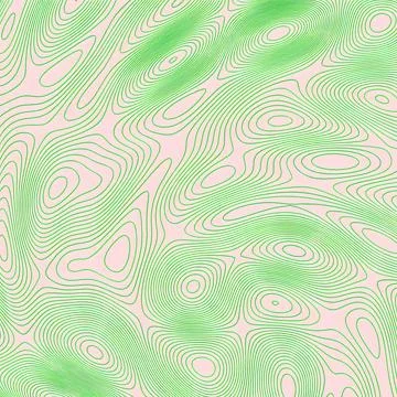 Abstract Green Topographic Map Contour Lines Pattern on Light Pink Background - イラスト素材