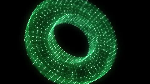 Abstract green torus with connecting dots and lines. Wireframe technology torus. Stock Footage 275205977