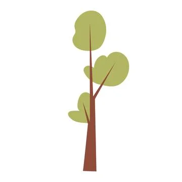 Abstract green tree in flat design. Forest plant with simple shapes. Vector i Stock Illustration