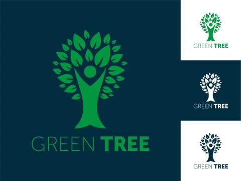 Abstract green tree. Template for creating logos, emblems, monograms.. Plant Stock Illustration