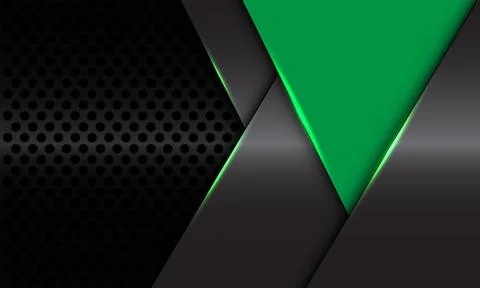 Abstract green triangle grey metallic geometric shadow with dark circle mesh Stock Illustration