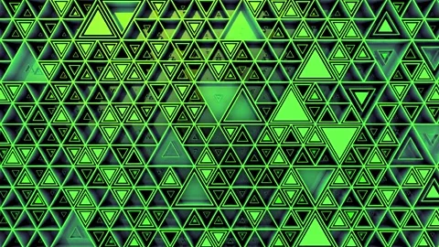 Abstract green triangle pattern background with geometric shapes and dark depth Stock Footage 348143574