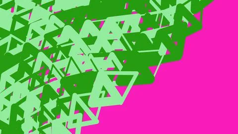 Abstract green triangle pattern on a bright pink background Stock Illustration