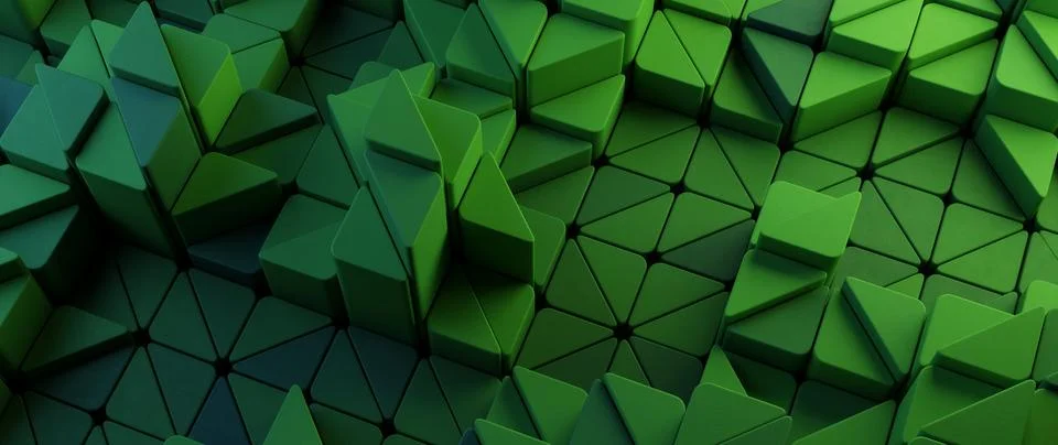 Abstract Green Triangular Relief Texture with Connecting Black Lines Modern.. 库存插图