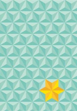 Abstract green triangular vector with yellow star Stock Illustration