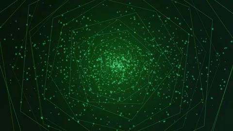Abstract green tunnel with hexagonal patterns and a central light source Stock Footage 327338387