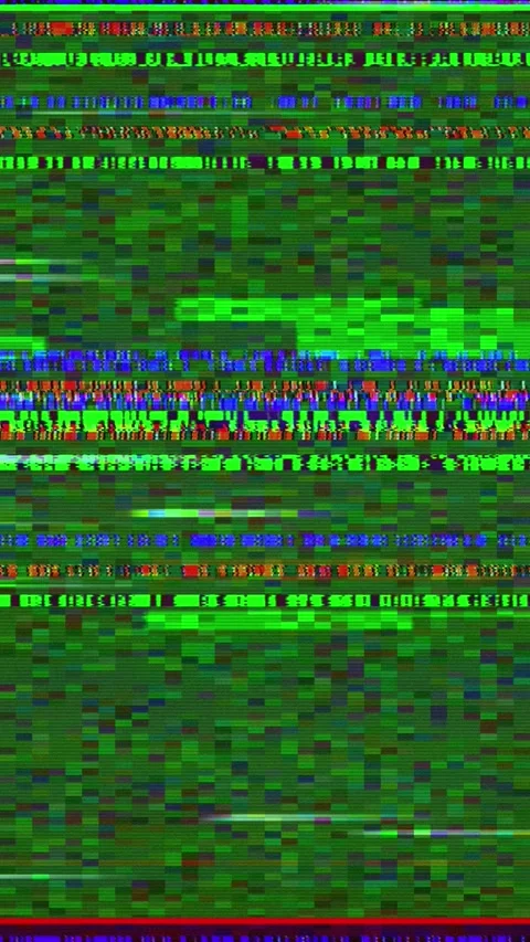 Abstract green TV glitch background with horizontal interference bands and pixel Stock Footage 344649664