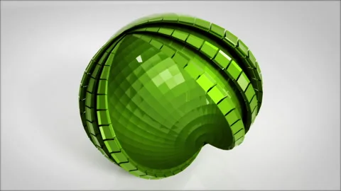 Abstract Green Unfolding Sphere Stock Footage 231610494