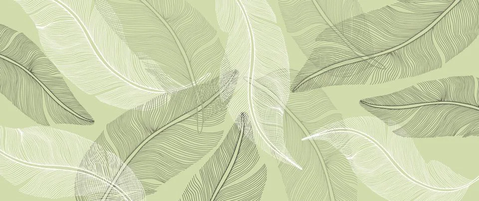 Abstract green vector illustration with delicate feathers Stock Illustration
