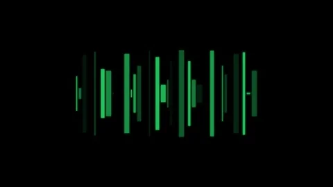 Abstract green vertical bars arranged in a rhythmic digital audio sequence Video stock 335118009