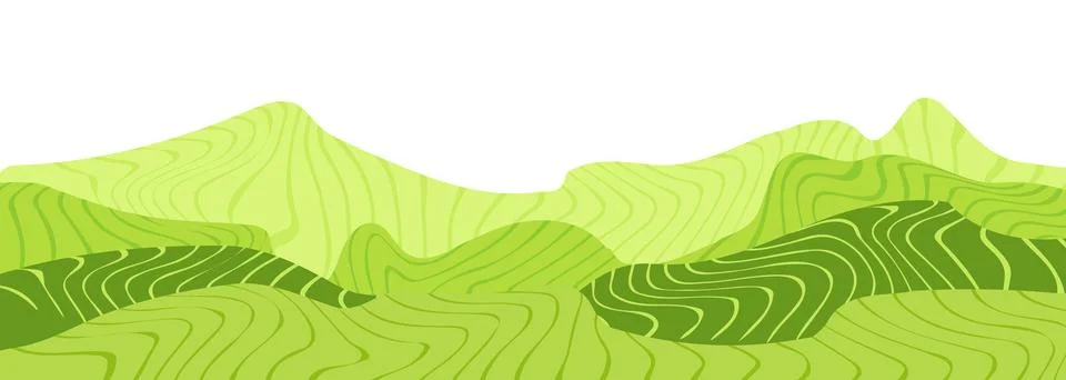 Abstract green vineyard fields background. Hills with tea plantation Stock Illustration