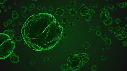 Abstract green virus cells under microscope Stock Illustration