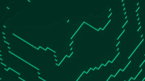 Abstract green visualization of a retro tetris game. Design. Construction Stock Footage 200001798