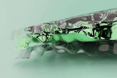 Abstract green wave background, 3d rendering. 3d illustration. Stock Illustration