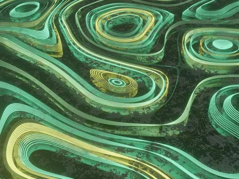 Abstract green Wave Background. 3d rendering. 3d illustration. Stock Illustration