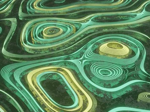 Abstract green Wave Background. 3d rendering. 3d illustration. Stock Illustration