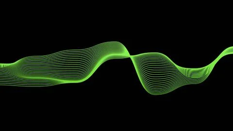 Abstract Green Wave - Dynamic Lines on Black Background. Stock Illustration