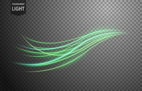 Abstract Green Wave of Light with A Transparent Background, Isolated and Ea.. Stock Illustration