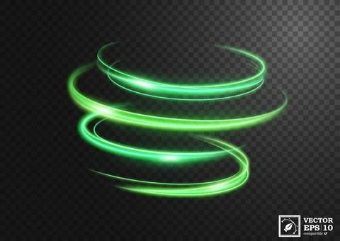 Abstract Green Wave Line of Light with A Transparent Background, Isolated a.. Stock Illustration