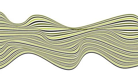 Abstract green wave lines pattern optical art design isolated on white backgr Stock Illustration