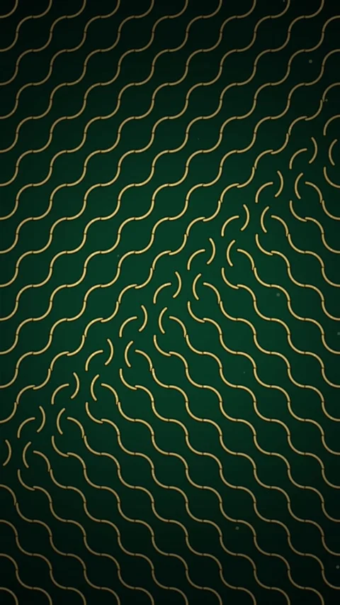 Abstract Green Wave Pattern Background with Golden Wavy Lines and Geometric.. Stock Footage 347695063