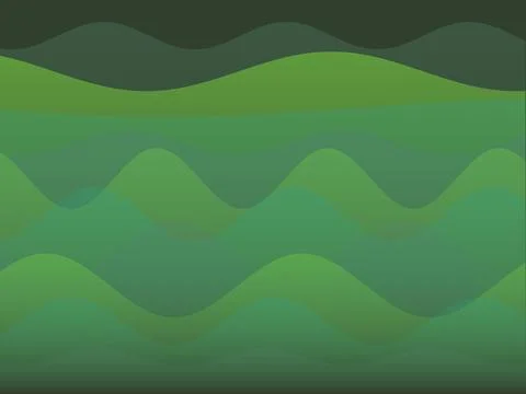 Abstract green wave pattern with layered fluid curves and gradient backgrou.. Illustrazione stock