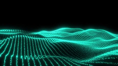 Abstract green waves on black background, in motion Stock Footage 329319442