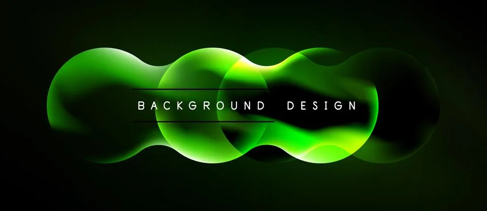 Abstract green waves, dynamic curves. Dark background highlights vibrant colo イラスト素材